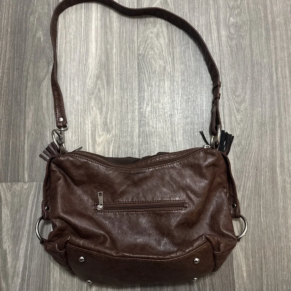 Dark brown leather purse shoulder bag hobo
